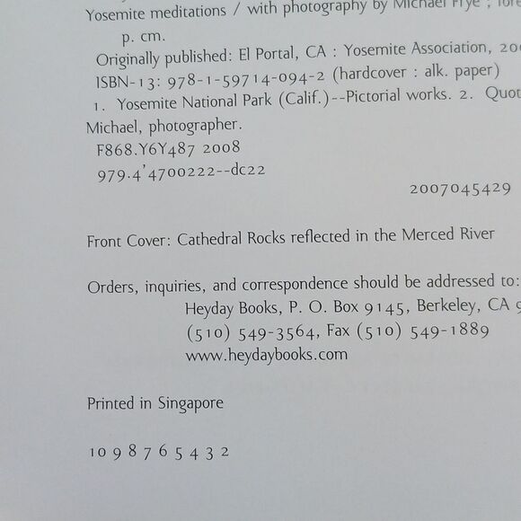Yosemite Meditations Book Michael Frye 2003 Quotes National Parks Photos Gifts - Picture 4 of 9